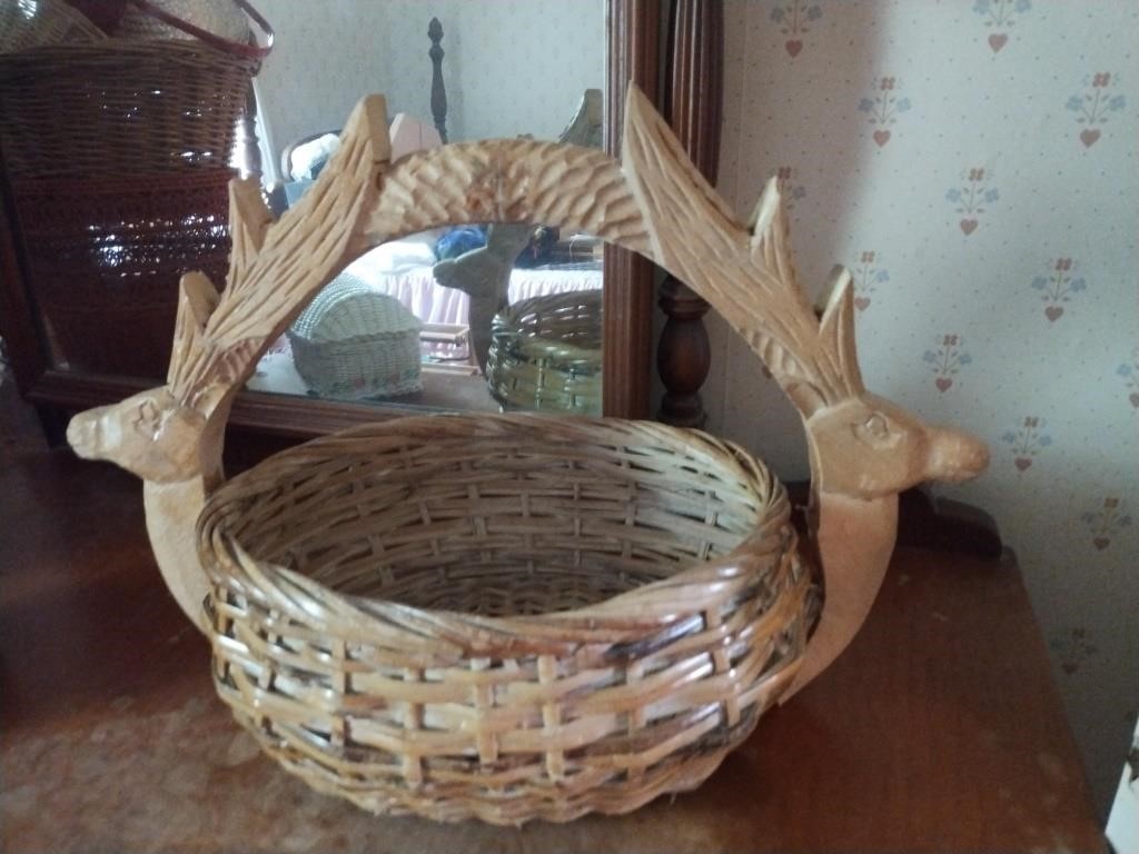 Hand carved woven basket