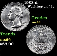 1988-d Washington Quarter 25c Grades GEM+ Unc