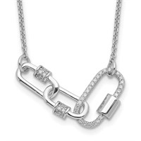 Sterling Silver- Rhodium-plated Fancy Link