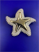 Vintage Starfish Textured Pin Brooch Or Necklace