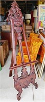 LARGE WOOD CARVED EASEL AS-IS / NO SHIPPING