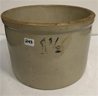 Antique 1 1/2 Gallon Open Crock (NO SHIPPING)