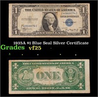 1935A $1 Blue Seal Silver Certificate Grades vf+