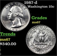 1987-d Washington Quarter 25c Grades GEM++ Unc