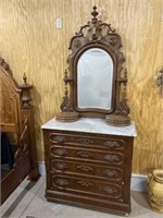 Beautiful Walnut Victorian Marble Top Dresser