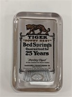 Vintage Tiger Bed Springs Glass Paperweight