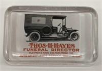Vintage Funeral Ambulance Advertising Paperweight