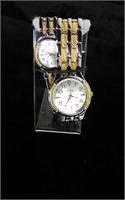 His + Hers Geneva Watches Gold + Silver Tone Works
