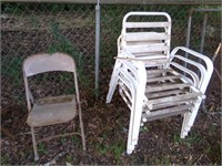 Four Outdoor Chair Set and Folding Chair