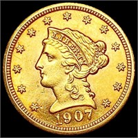 1907 $2.50 Gold Quarter Eagle CHOICE BU