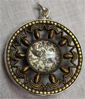 Antique Button Set in Sterling Pendant