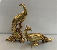Pair of Gold Decorative Peacocks