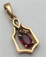 14k Gold & Garnet Pendant