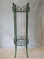 Green Metal Bamboo Style 2 Tier Plant Stand