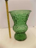 Vintage Emerald Green Brody Crinkle glass vase