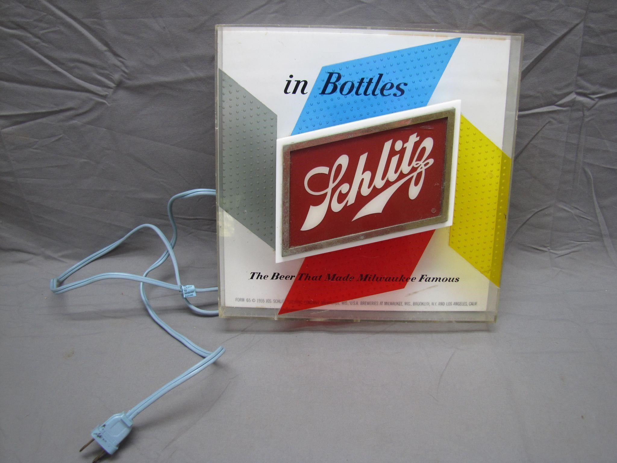 Vintage 1950s Schlitz The Beer Sign "In Bottles"