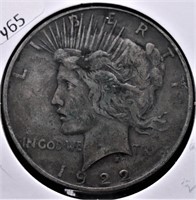 1922 PEACE DOLLAR VF