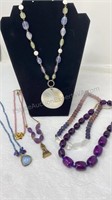 Purple tone jewelry. All 16 inch except pink tone