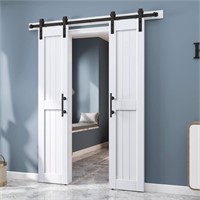 White Double Barn Door with Track Hardware Kit