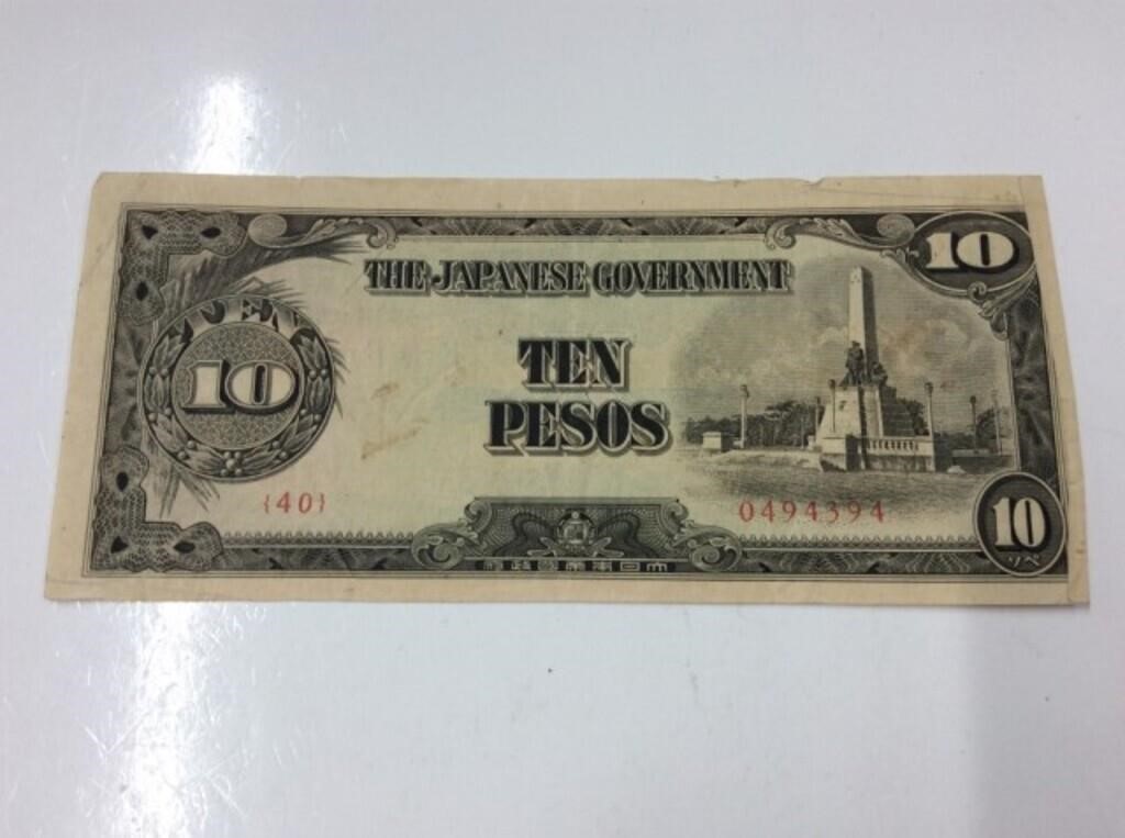 The Japanese Government 10 Pesos1943-44