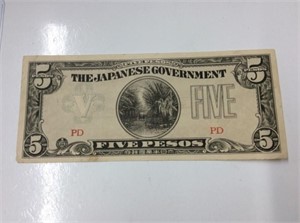 The Japanese Government 5 Pesos1943-44