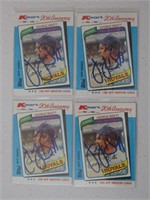 4 CARD LOT GEORGE BRETT SIGNED CARDS WITH COA