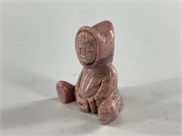 Pink stone seated Native child 1.5"