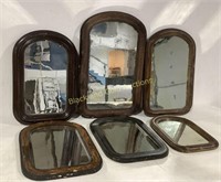 (6) Vintage Curved Frame Mirrors