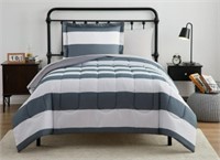 Sz Twin 5 PCS Your Zone Gray Stripe Bed In A Bag