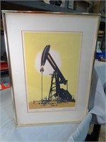 Oil Pump Signed Framed Wall Art