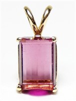 14K Gold pink tourmaline pendant, 1.5 grams