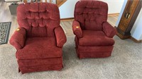 Pair of Swivel Cushioned Chairs - Red