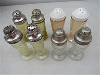 Depression Glass Shakers 4 Sets Vintage Lot OLD