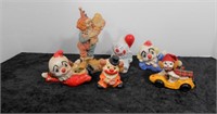6 Assorted Pottery Clowns