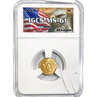1855-O Rare Gold Dollar IGCS MS61 Dent