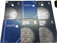 (5) Canada 10 Cents Books (89+/-  Pre 1968 Coins)