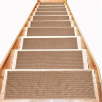 (N) Stair Treads Set with Linen-Cotton Blend - Squ