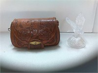 Leather embossed purse \ handbag and glass Eagle