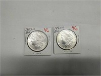 2pc Lot Of 1883-0 Morgan Silver Dollars