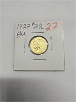 1927 Indian Head Two And A Half Dollar Gold Piece