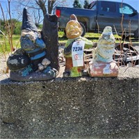 3pc garden gnomes cement