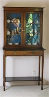 Antique 2 Piece  inlaid Display Cabinet