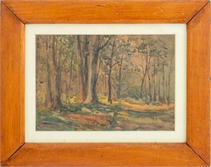 20th Century School Forest Landscape Watercolor