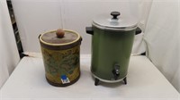 Kraftware ice bucket, West Bend percolator/server