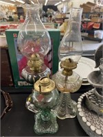 (3) Pattern Glass Fluid Lamps