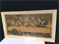 Vintage Last Supper Religious Picture 32” x17”