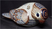 Large Mexican Tonala ceramic parrot, signed
