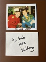 Autograph, k.d. lang, and candid photo