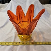 Viking Orange Amberina 6 Finger Swung Vase