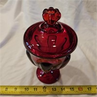 Viking Glass Roby Pedal Covered Candy Dish